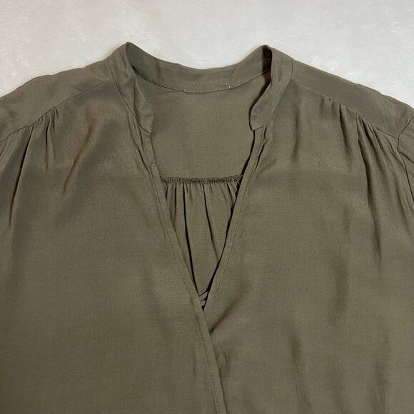 Women's V-Neck Surplice Blouson Top Size M Office Casual Fall Preppy Career - Picture 3 of 4